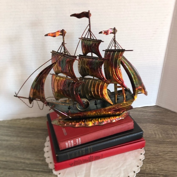 Vtg MCM Copper Sailboat Decor - Picture 2 of 10